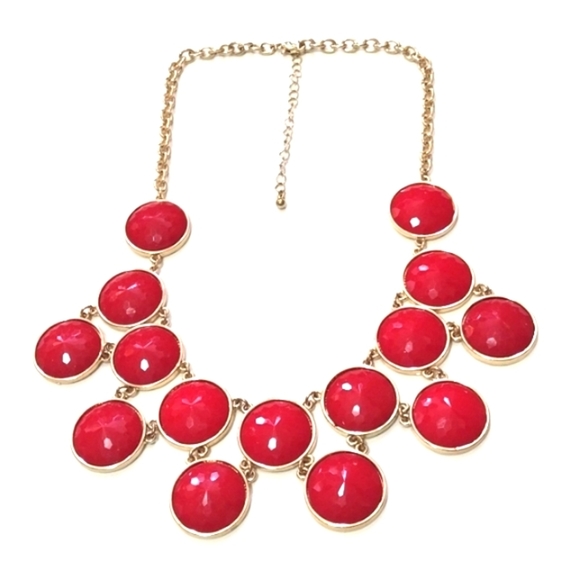 Jewelry - APPLE RED GLASS STONE BIB CHOKER/COLLAR NECKLACE